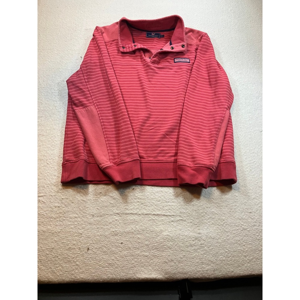 Vineyard Vines Quarter Snap Pullover Sweater Mens Large Pink Striped Mock Neck